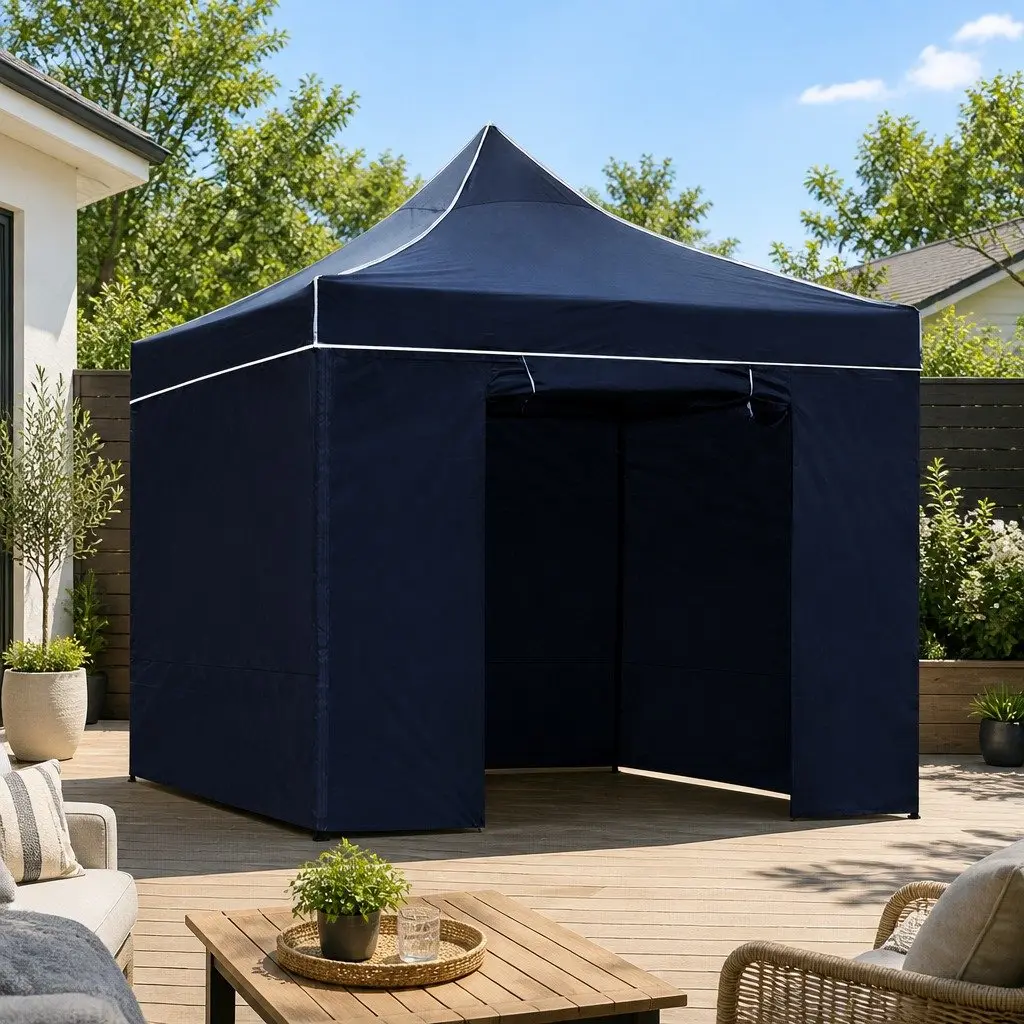 Pop Up Gazebo 3x3m Folding Tent Canopy Steel Frame Black