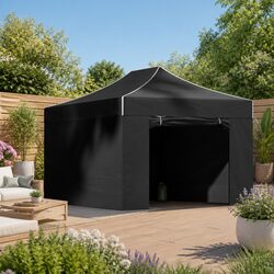 Pop Up Gazebo Tent 3x4.5m Folding Marquee Outdoor Garden Canopy Shelter Black