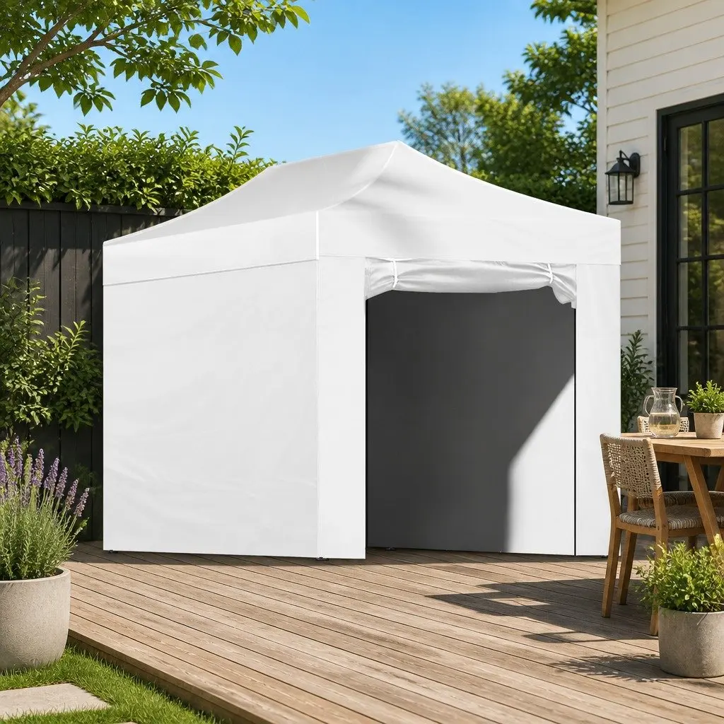Pop Up Gazebo 3x4.5m Folding Canopy Tent Steel Frame White