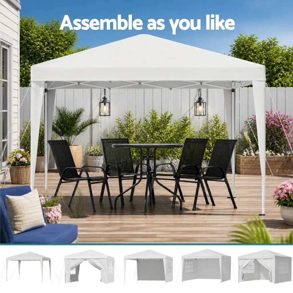 Pop Up Gazebo 3x3m Folding Marquee Tent Outdoor Canopy Wedding Camping Shade