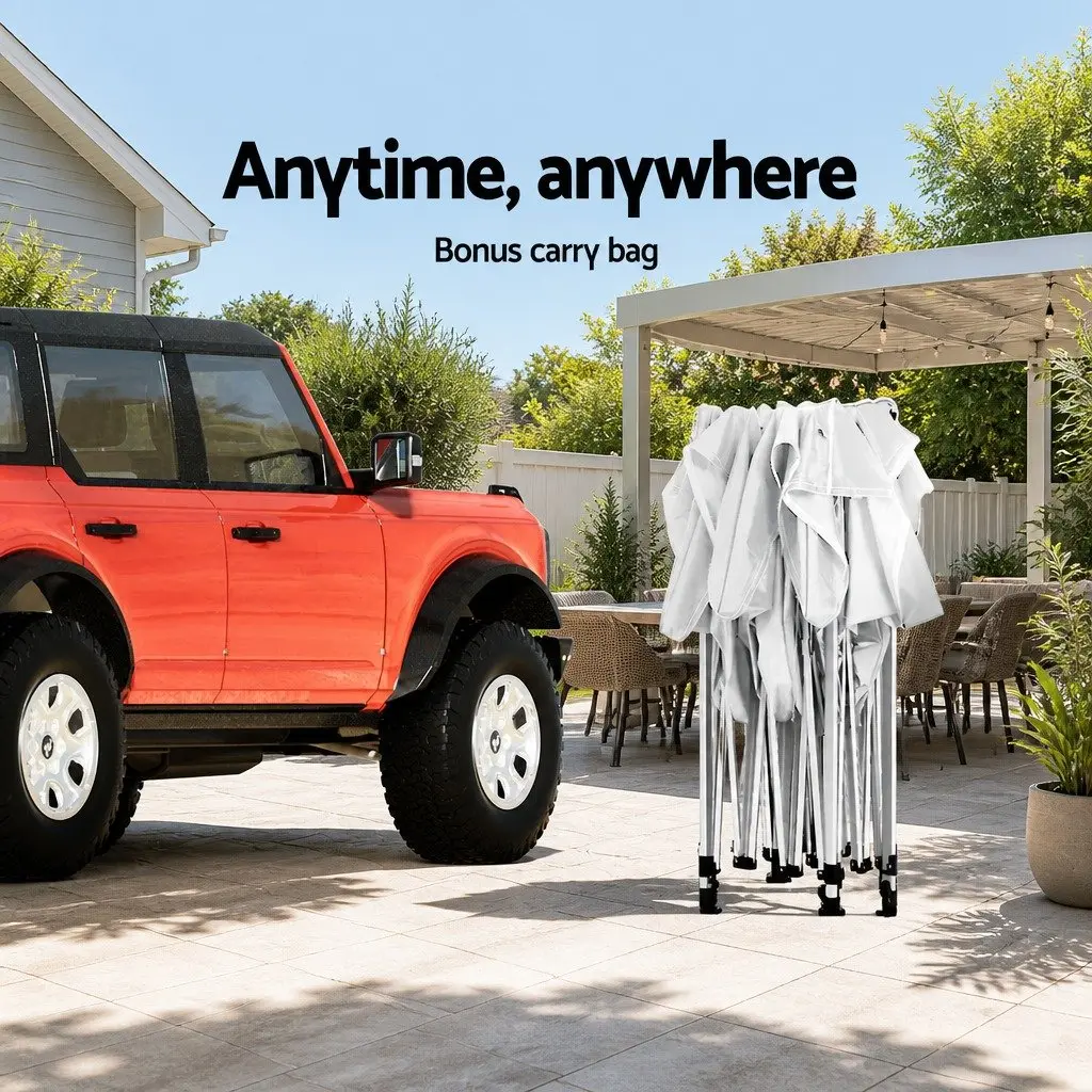 Pop Up Gazebo Canopy 3x6m White Oxford Fabric with Mesh Walls Outdoor Camping Tent