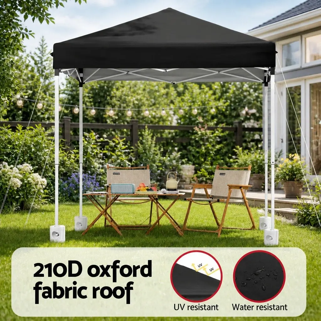 Outdoor Gazebo Powder-coated Steel Frame 2x2m Adjustable Height Black or White
