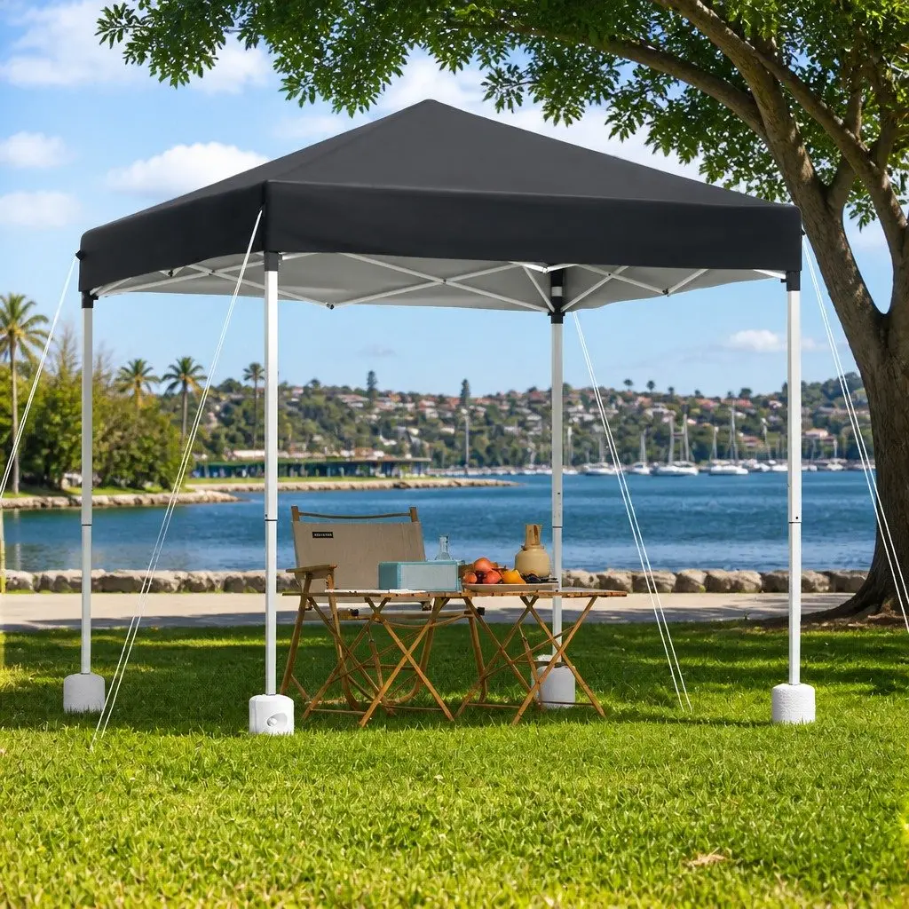 Outdoor Gazebo Powder-coated Steel Frame 2x2m Adjustable Height Black or White