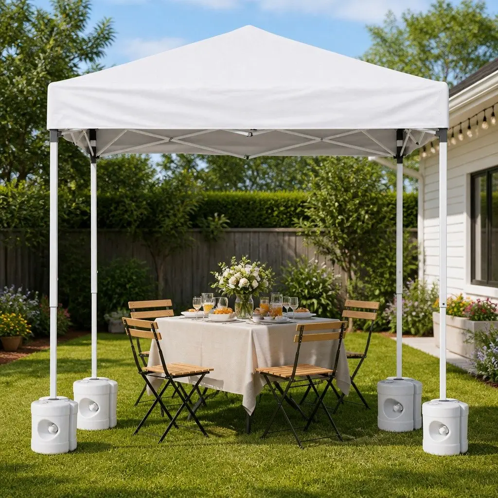 Outdoor Gazebo Steel Frame 2x2m White Canopy Shade with 4 Base Pods