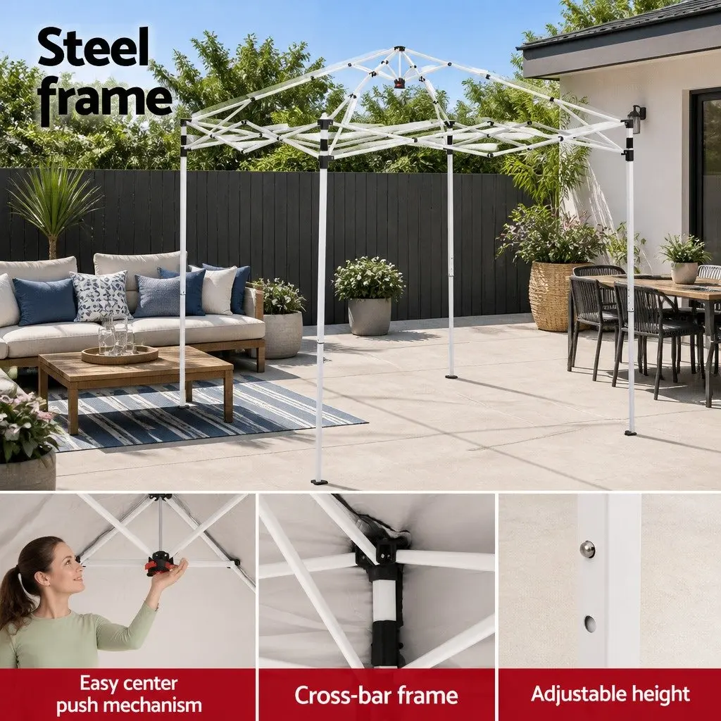 Portable Gazebo 2x2m Powder-Coated Steel Adjustable Height Blue Outdoor Canopy Garden Shade