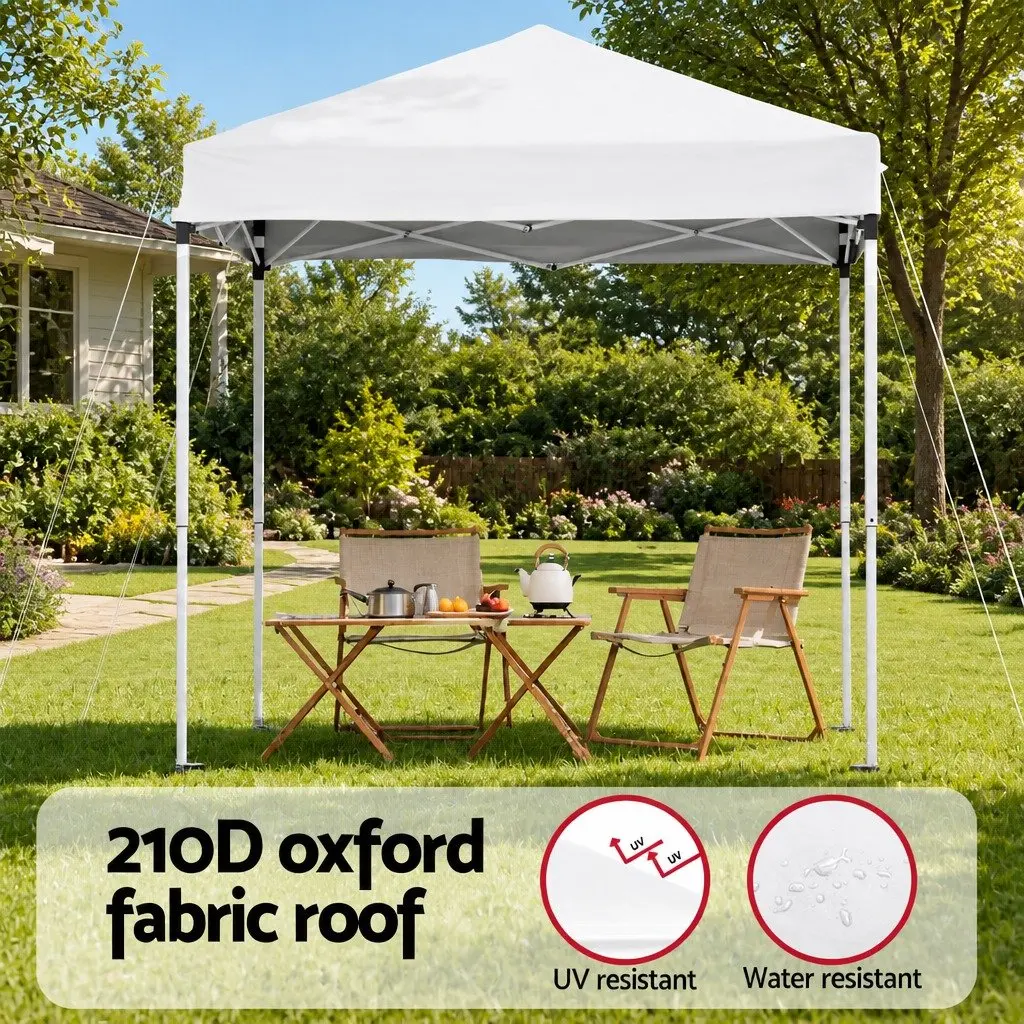 White Canopy Gazebo 2x2m Portable Outdoor Shelter Adjustable Height Powder Coated Steel Frame Garden Marquee