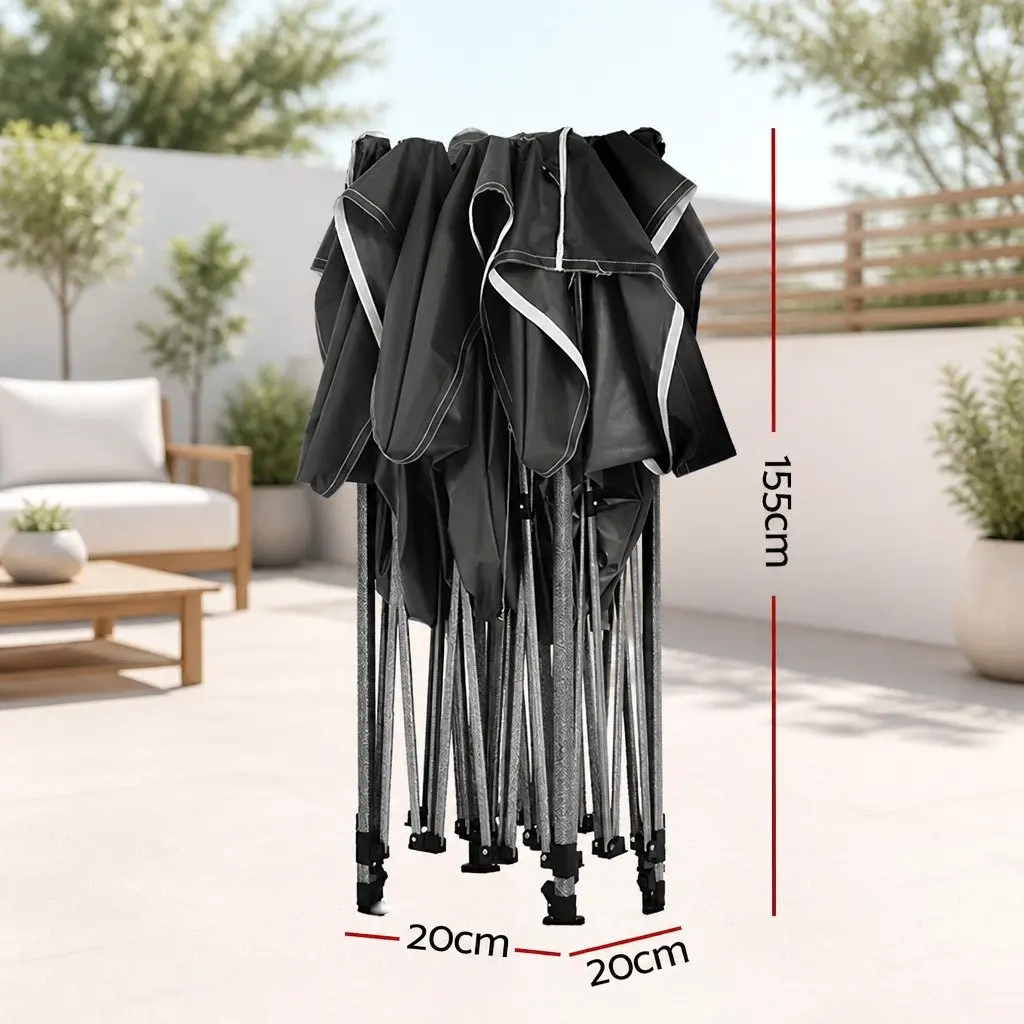 Pop Up Gazebo 3x3m Folding Marquee Tent Canopy Black