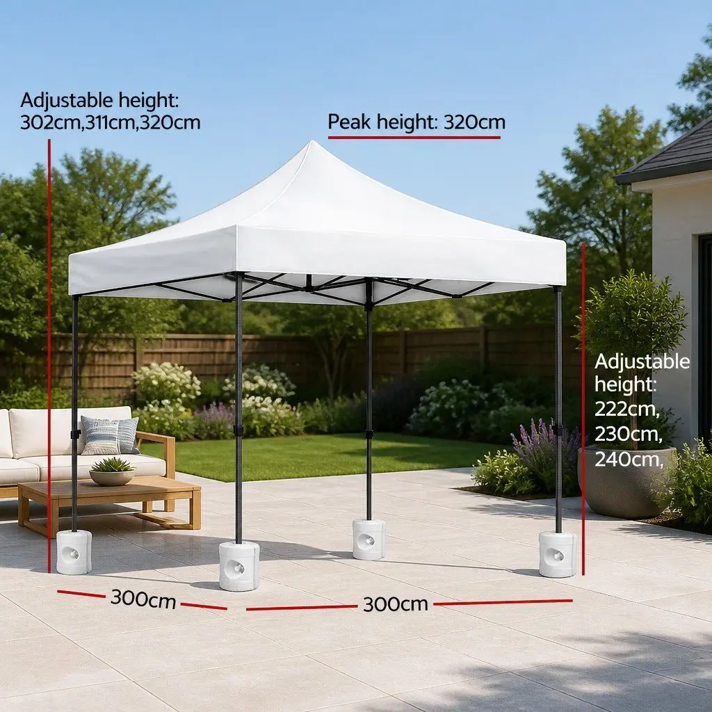 3x3m White Gazebo for Outdoor Events