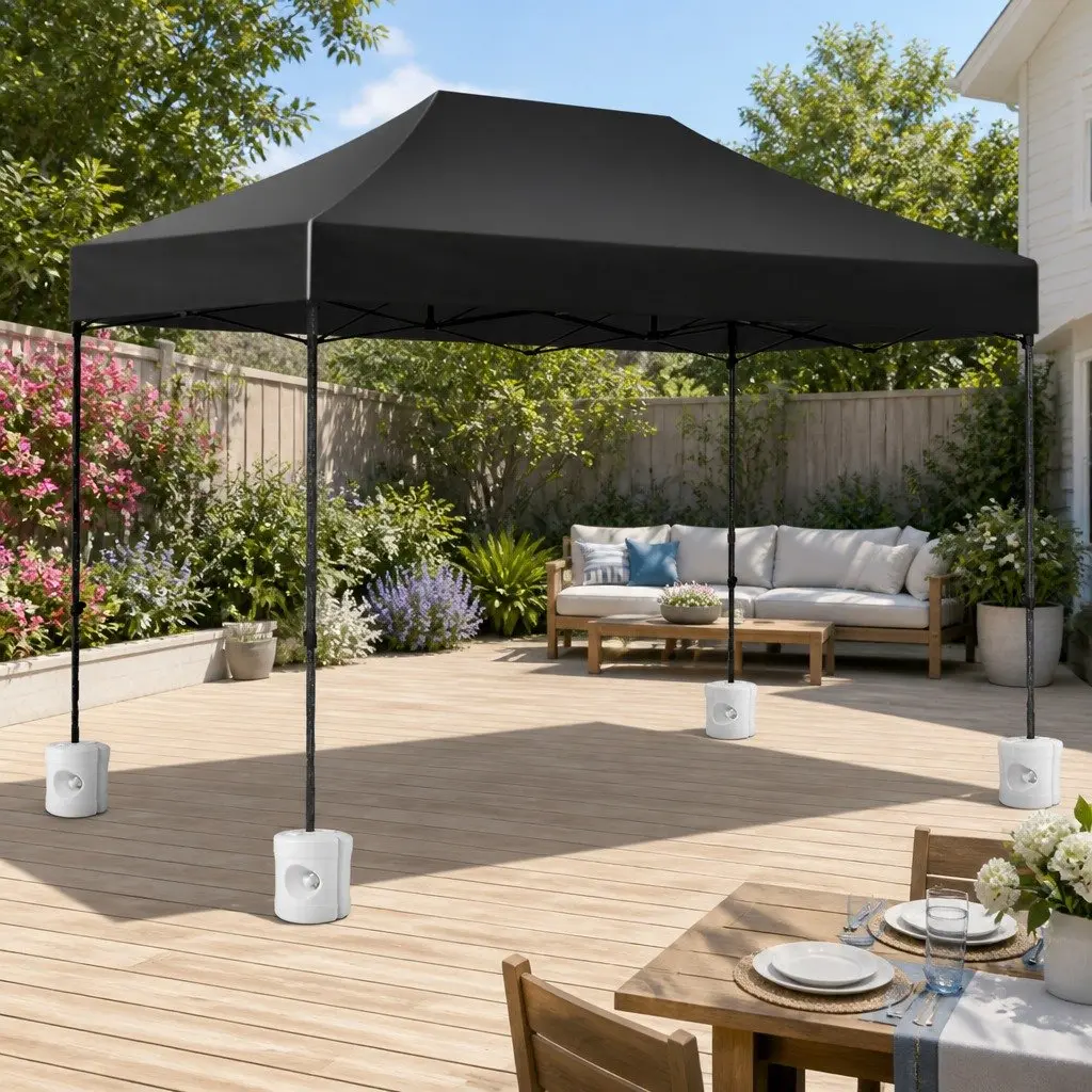 Pop Up Gazebo 3x4.5m Folding Canopy Tent Black