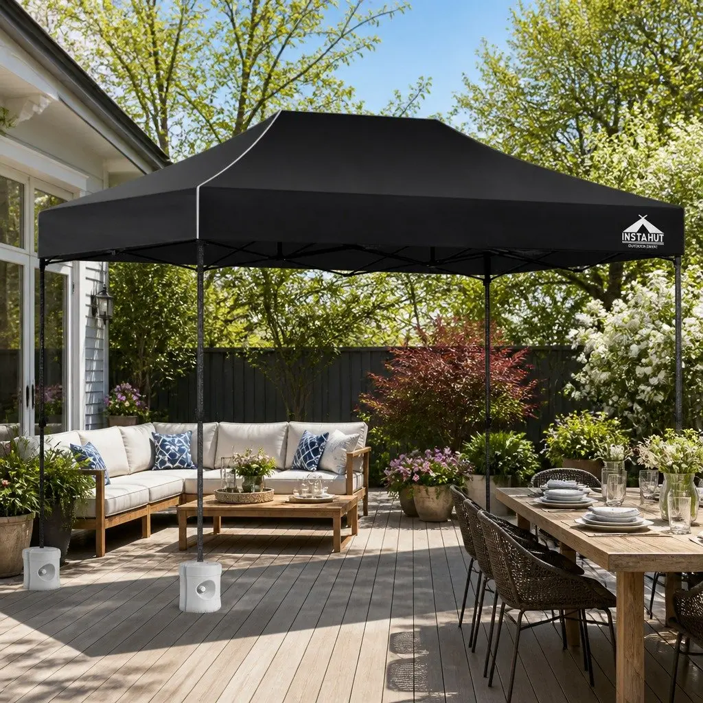 Pop Up Gazebo 3x4.5m Folding Canopy Tent Black