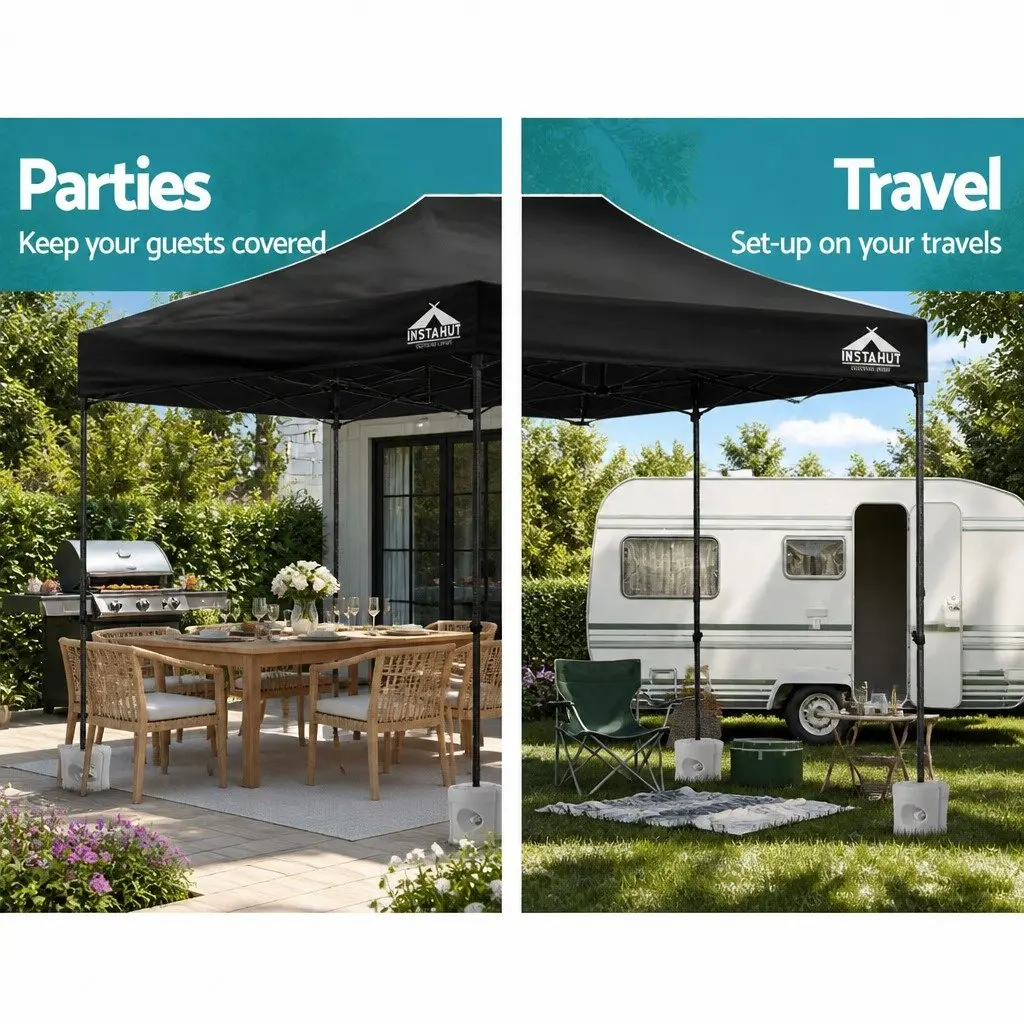 Pop Up Gazebo 3x4.5m Folding Canopy Tent Black
