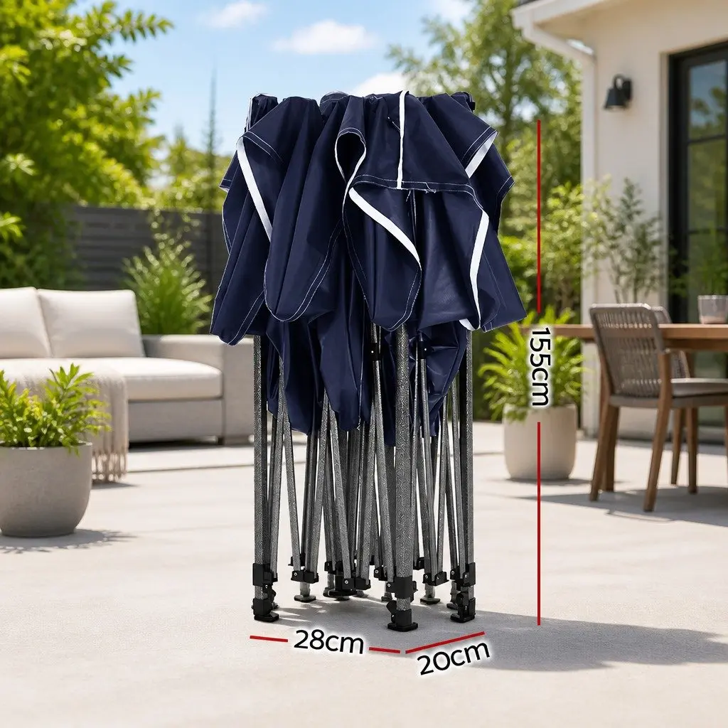 Pop Up Gazebo 3x4.5m Folding Canopy Tent Navy with 4 Base Pods