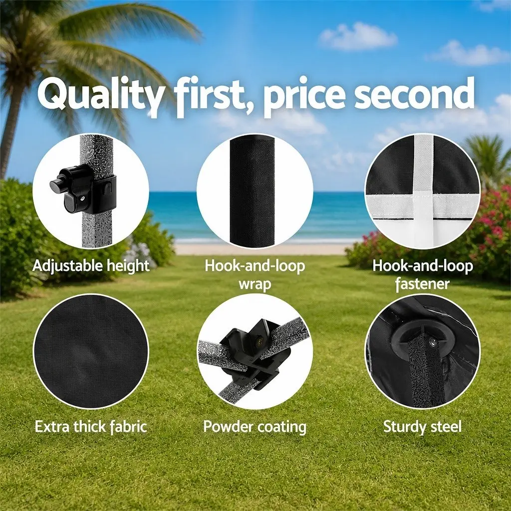 Pop Up Gazebo Canopy Tent 3x6m Folding Black 500D Oxford Fabric Powder Coated Steel Frame with 4 Base Pods