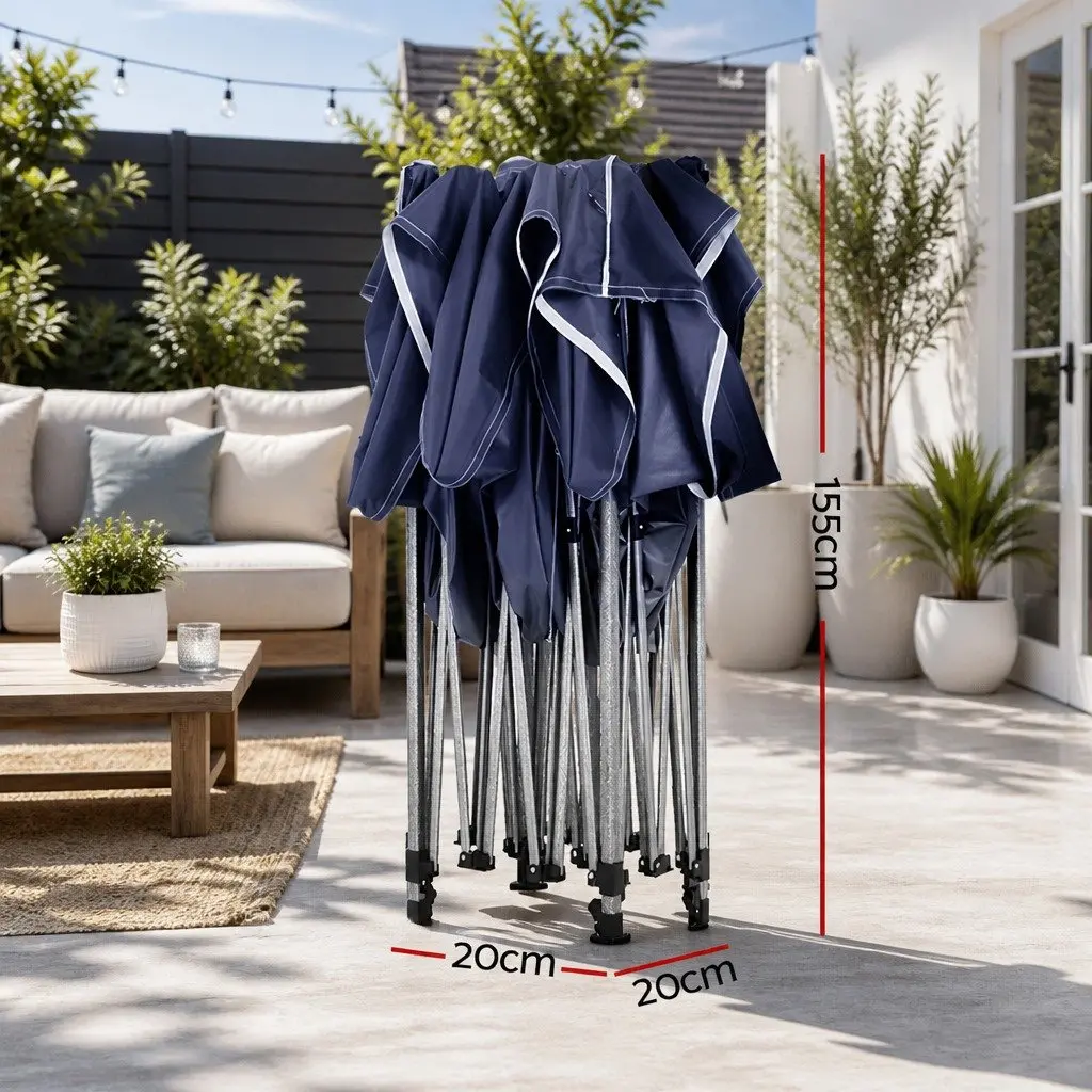 Pop Up Gazebo 3x6m Oxford Fabric Navy Outdoor Canopy Tent with 4 Base Pods