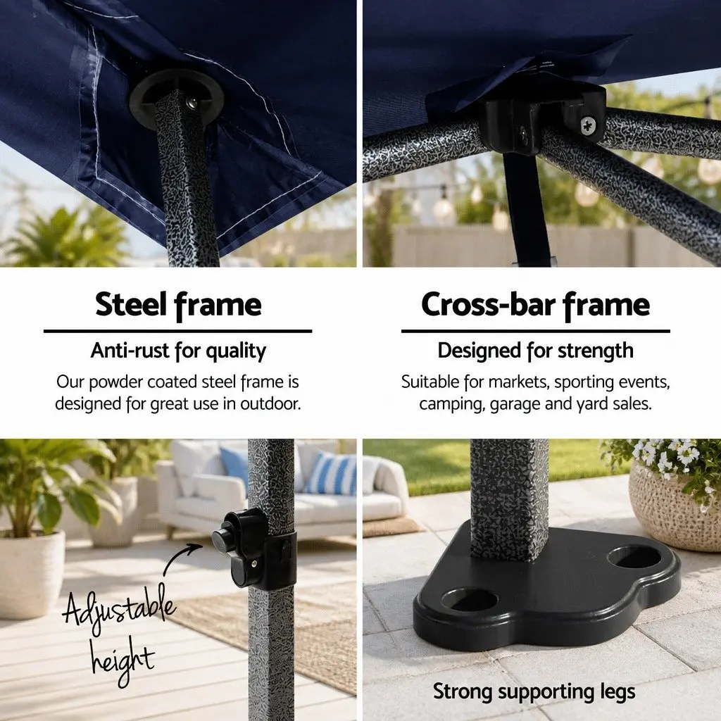 Pop Up Gazebo 3x6m Oxford Fabric Navy Outdoor Canopy Tent with 4 Base Pods