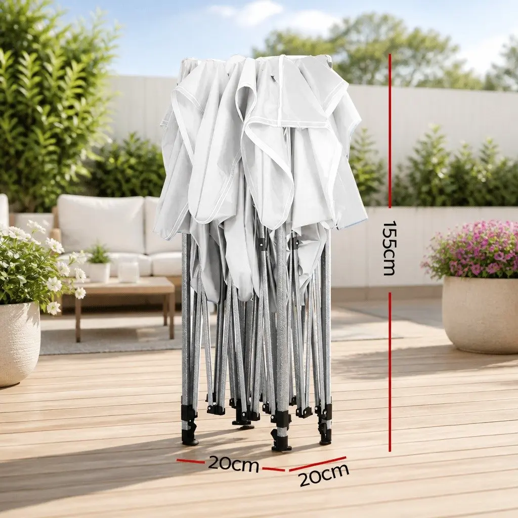 Pop Up Gazebo Canopy Tent 3x6m White 500D Oxford Fabric with Steel Frame and 4 Base Pods