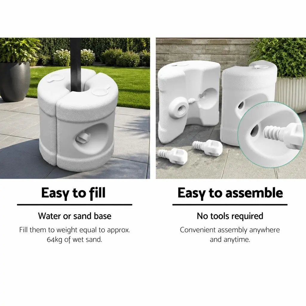Gazebo Base Pod Kit Plastic Fillable 4 Pieces White