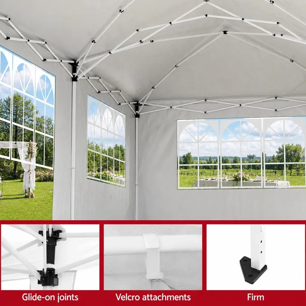 Pop Up Gazebo Steel 3x6m Grey Waterproof UV-resistant Canopy with Removable Mesh Panels