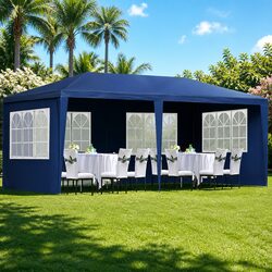 Gazebo 3x6m Marquee Outdoor Camping Wedding Party Tent Canopy Blue 6 Panel
