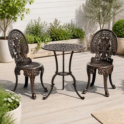 3PC Patio Bistro Set Outdoor Dining Chairs Table Garden Furniture Bronze