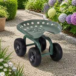 Rolling Garden Seat Swivel Work Stool Adjustable Height Cart Wheels 150kg