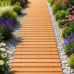 Garden Pathway Walkway 8FT Roll-Out Wooden Outdoor Backyard Brown Flexible
