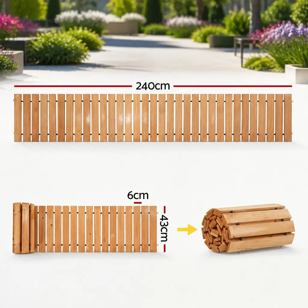 Garden Pathway Walkway 8FT Roll-Out Wooden Outdoor Backyard Brown Flexible