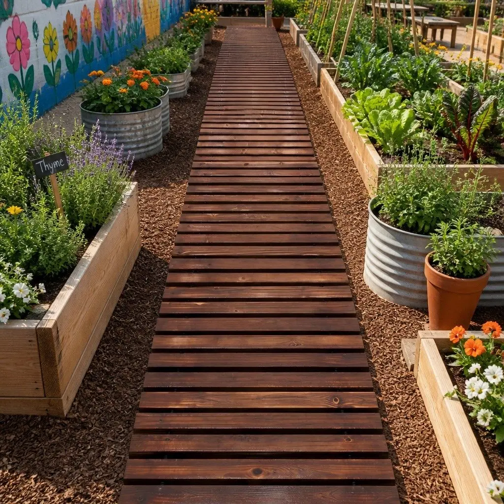 Garden Pathway Wooden Roll-Out Walkway 8FT Charcoal Anti-Slip