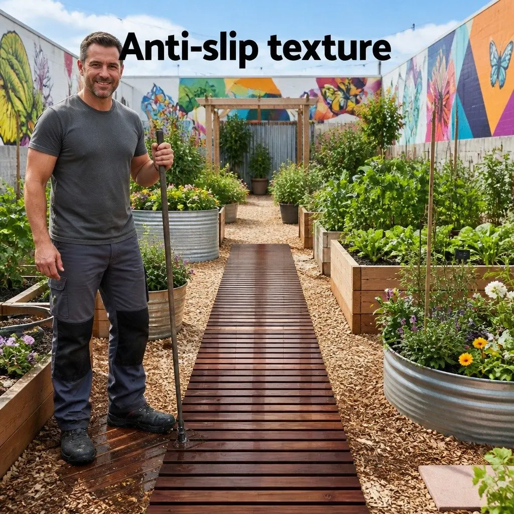 Garden Pathway Wooden Roll-Out Walkway 8FT Charcoal Anti-Slip