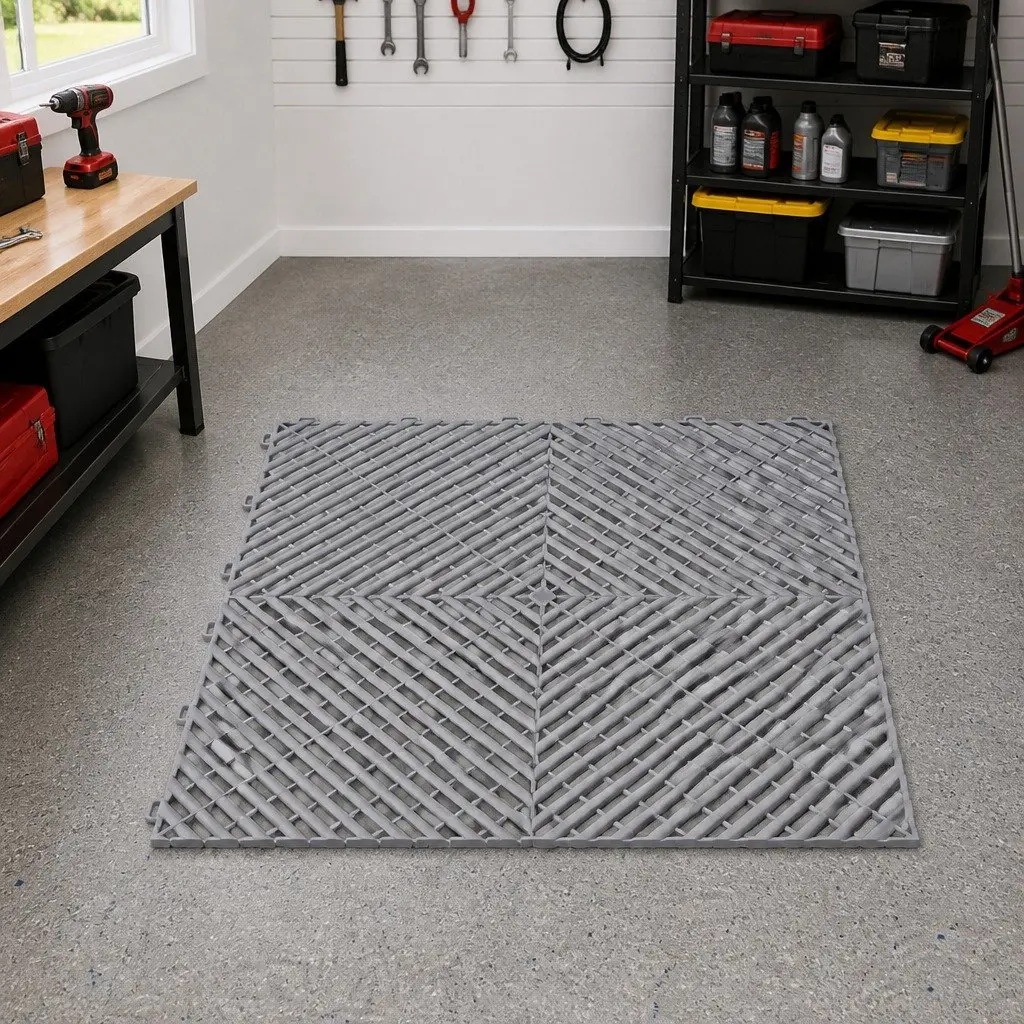 Interlocking Floor Tiles Heavy Duty Polypropylene 40x40cm Grey 20 Piece