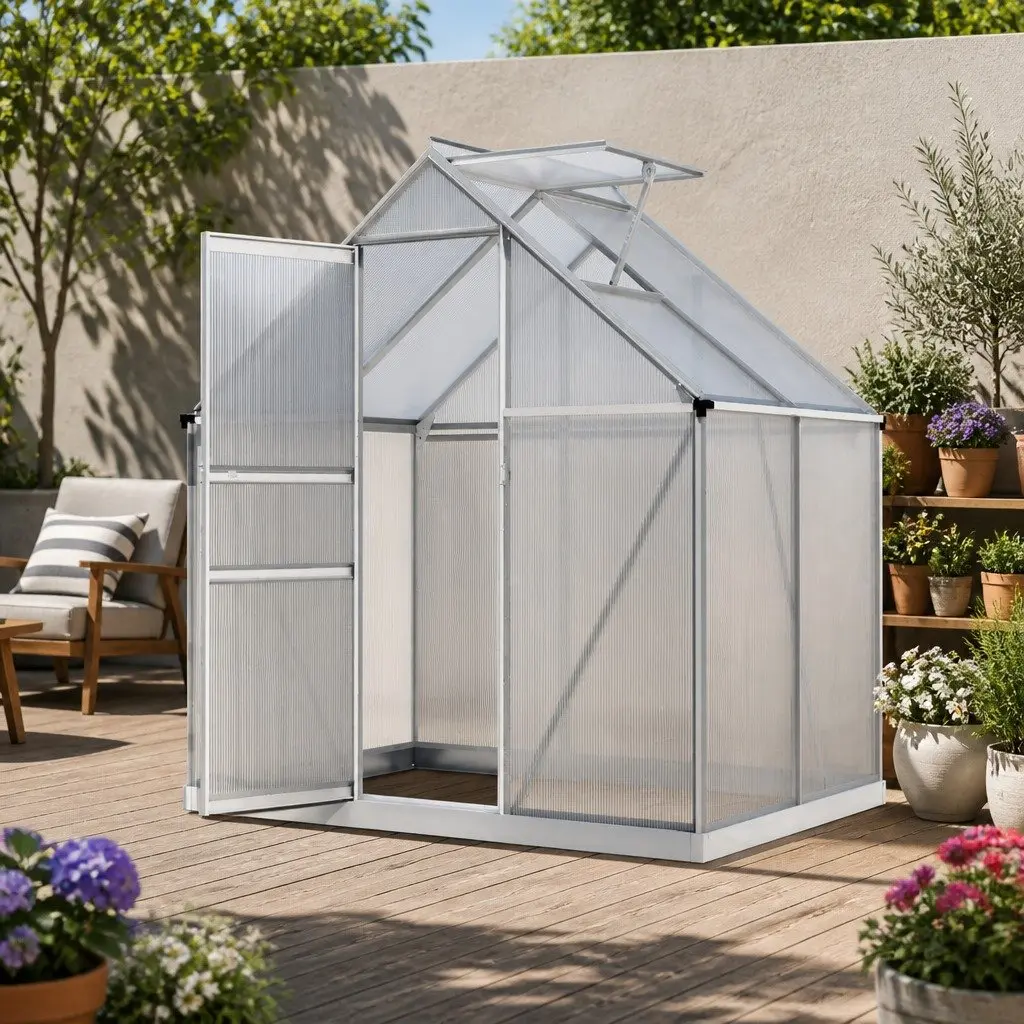 Aluminium Greenhouse for Small Spaces 1.3M x 1.9M x 2.0M