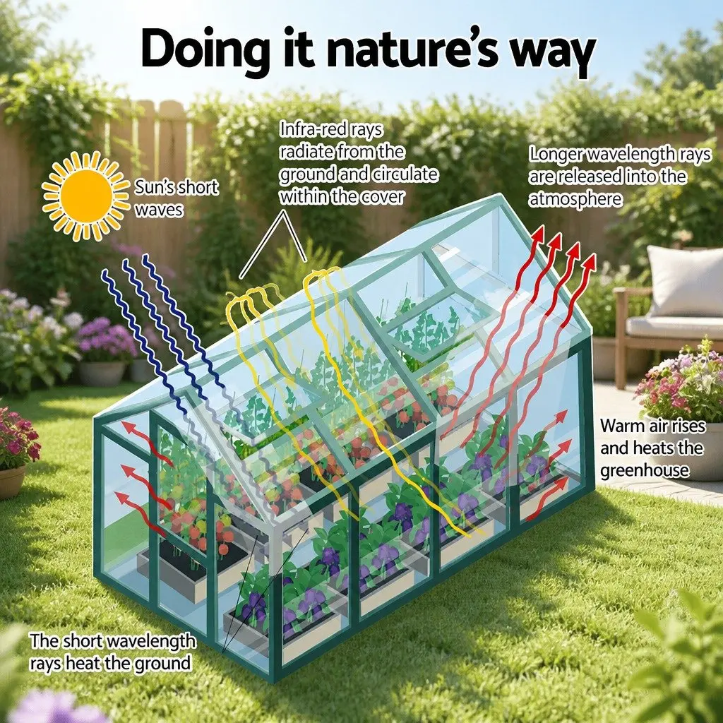 Greenhouse Aluminium 1.9x1.9x1.83M Polycarbonate Green Garden Plant Growing House Shed