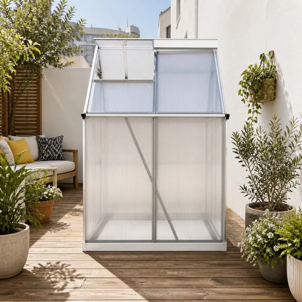 Aluminium Polycarbonate Greenhouse for Compact Urban Spaces 3.1M x 1.9M