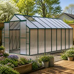 Greenhouse 5.1x2.44x2.1M Aluminium Polycarbonate Garden Plant Growing Shed