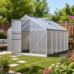Aluminium Polycarbonate Greenhouse 3x2.5x1.95M Garden Plant Growing House Shed