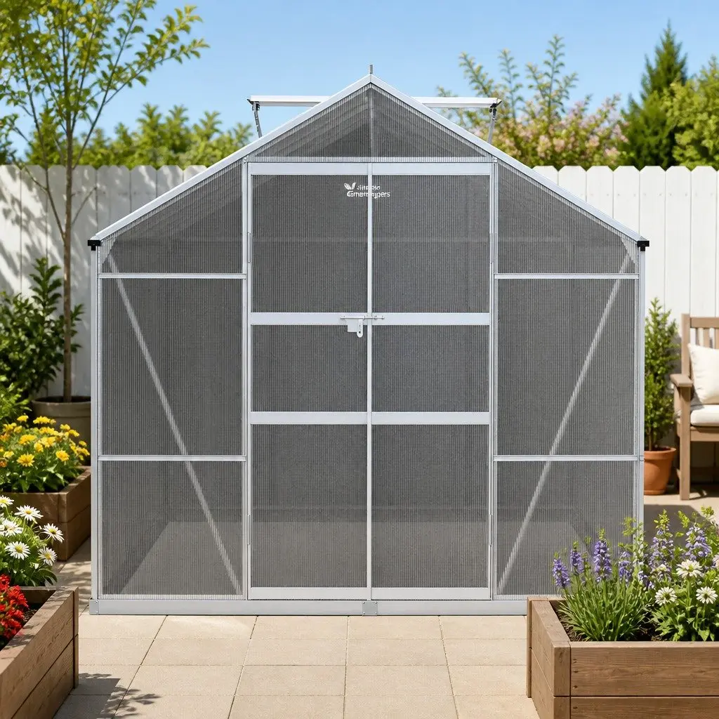 Aluminium Greenhouse Polycarbonate 3x2.5x2.26M Double Doors Garden