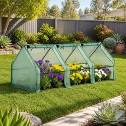 Mini Greenhouse 240x90x90cm Steel Frame PE Cover Outdoor Garden Shelter Portable