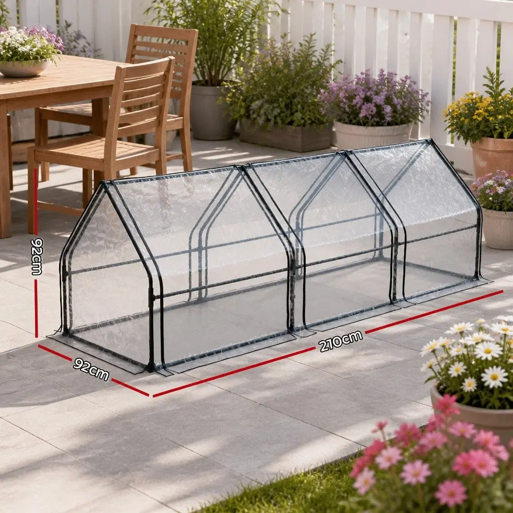 Greenhouse Waterproof PVC 2.7x0.9x0.9M Mini Raised Garden Bed Planter Transparent