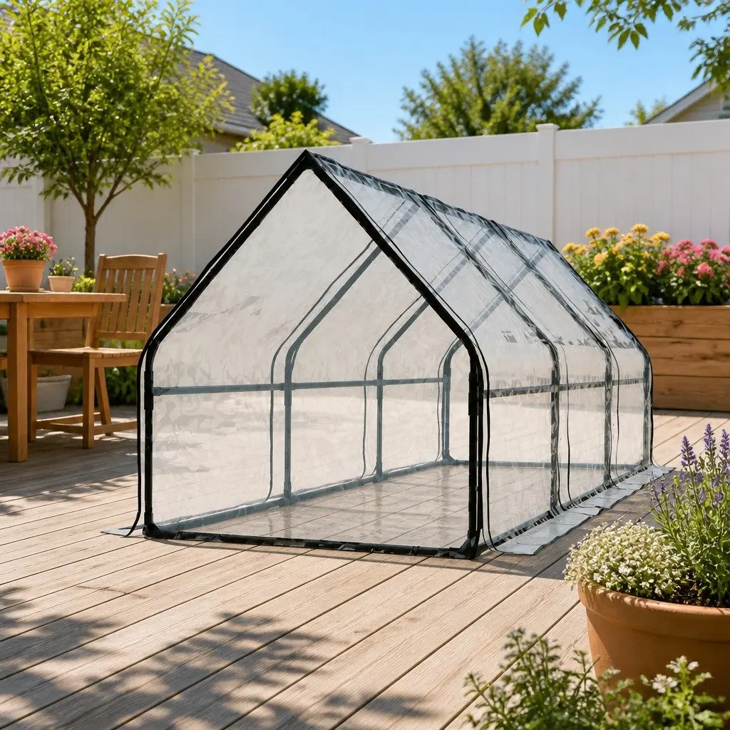 Greenhouse Waterproof PVC 2.7x0.9x0.9M Mini Raised Garden Bed Planter Transparent