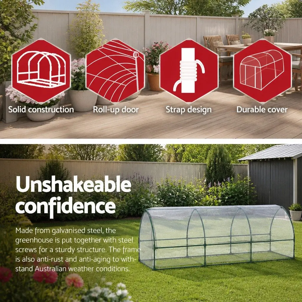 Greenhouse Waterproof PVC 2.7x0.9x0.9M Mini Raised Garden Bed Planter Transparent