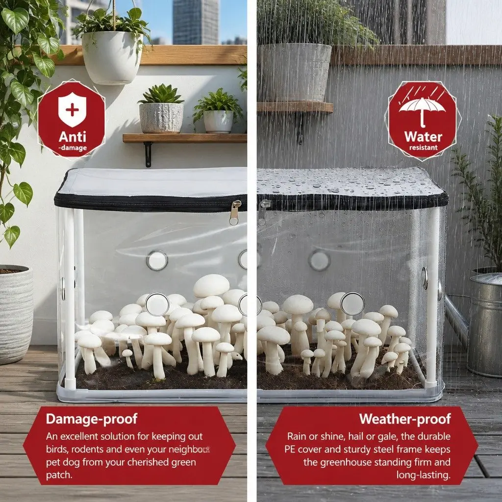 Mini Greenhouse PVC Cover 50x25x25cm Portable Transparent Black Plant Protector