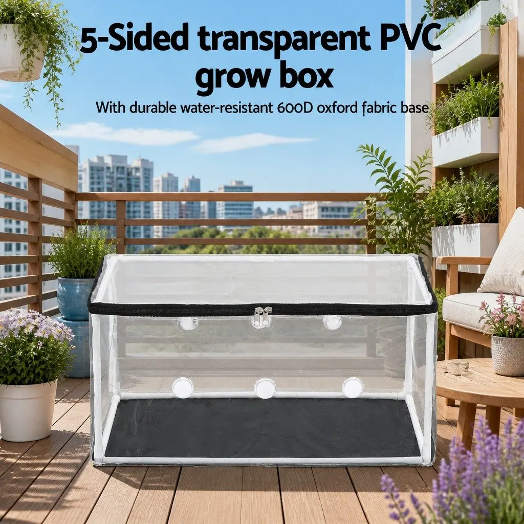 Mini Greenhouse PVC Cover 50x25x25cm Portable Transparent Black Plant Protector