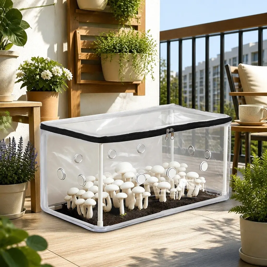 Mini Greenhouse PVC Cover 50x25x25cm Portable Transparent Black Plant Protector
