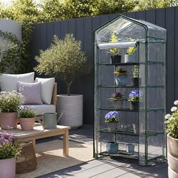 Greenhouse 5 Tier Mini Garden Bed Planter Box Deck Patio Shelves Roll-Up Door