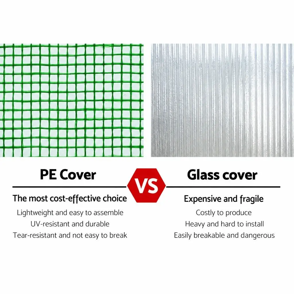 Tunnel Greenhouse PE Cover 4x3x2M Green Steel Frame with Windows