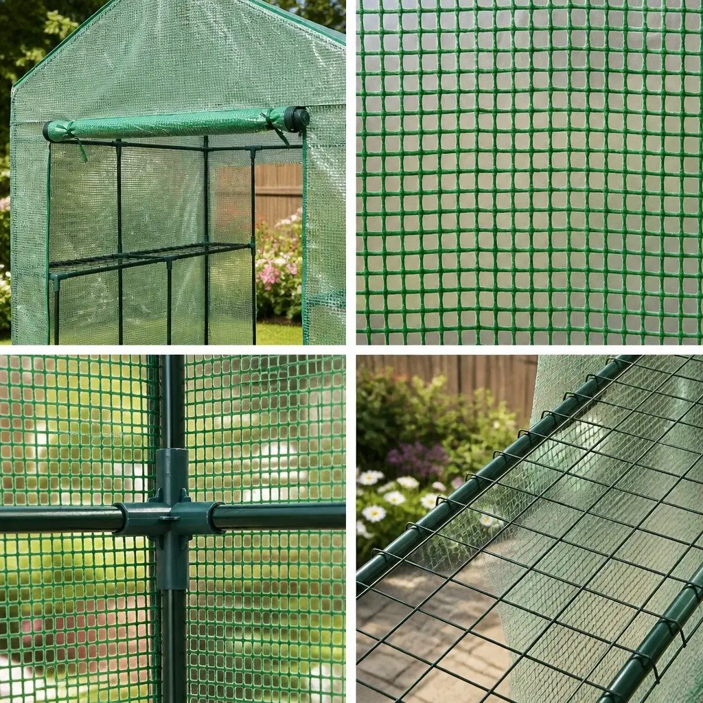 Walk-In Greenhouse Tunnel 1.4x1.55x2M Garden Plant Shed 8 Shelves Portable