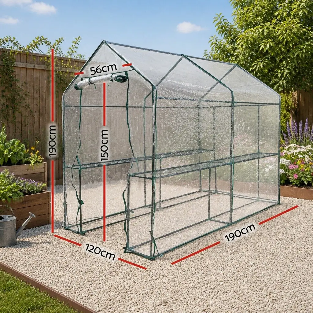 Walk-in Greenhouse Tunnel Powder-coated Steel 1.2x1.9x1.9M Green Transparent PVC Cover