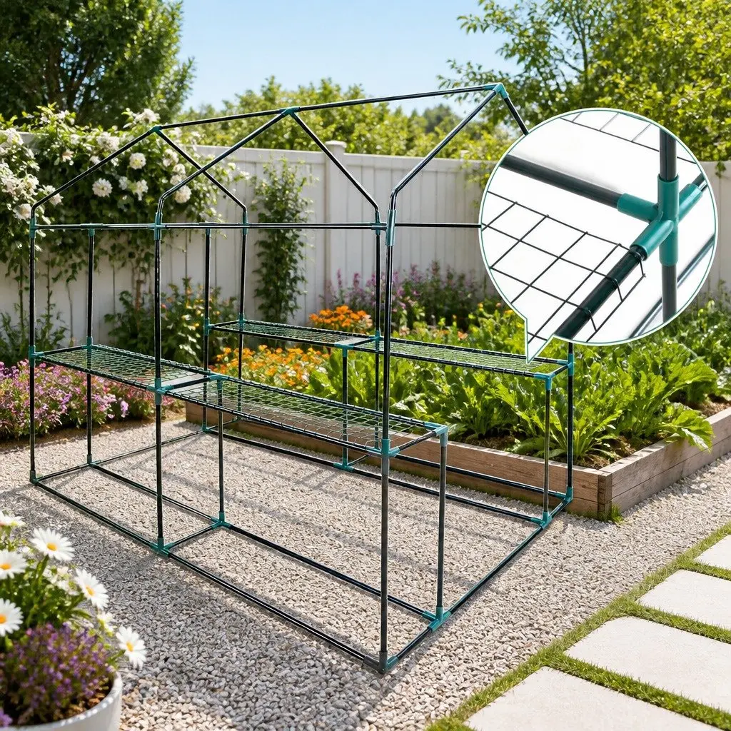 Walk-in Greenhouse Tunnel Powder-coated Steel 1.2x1.9x1.9M Green Transparent PVC Cover