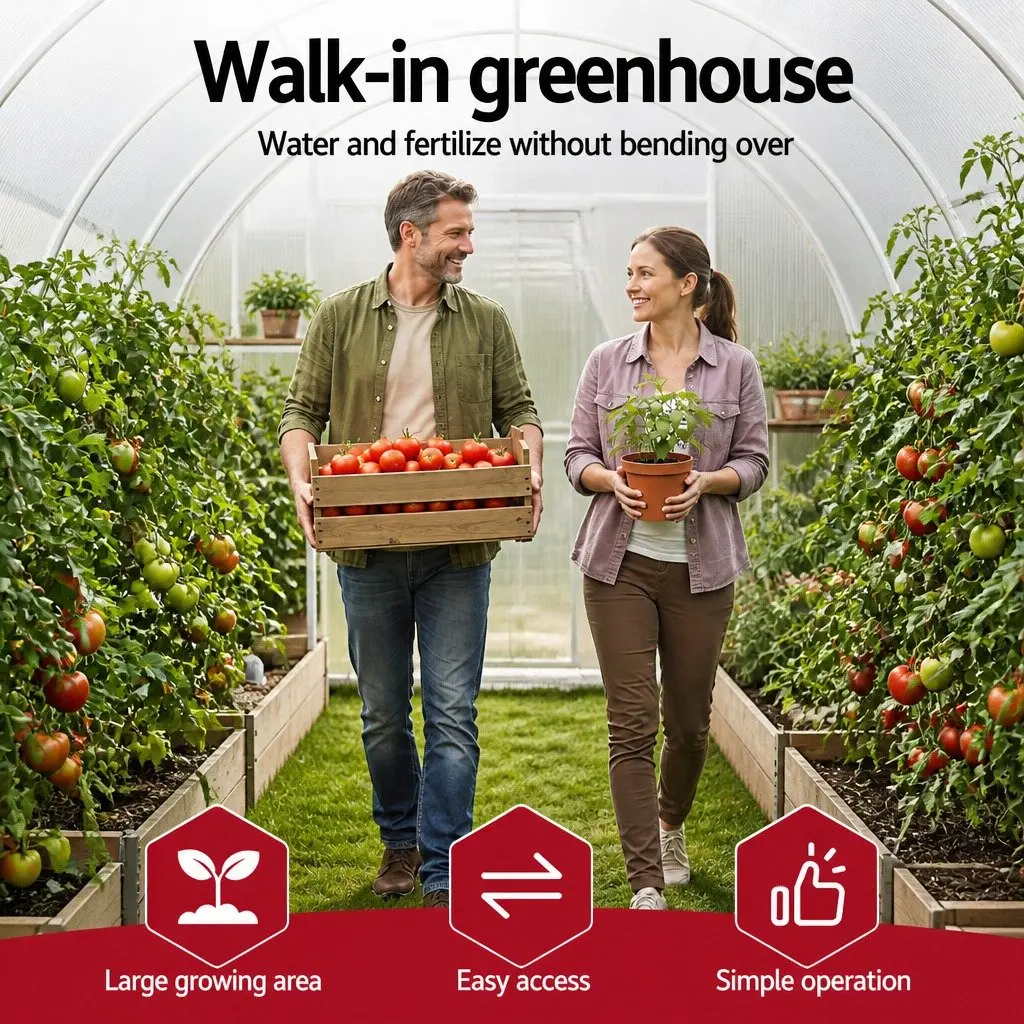 Greenhouse PE Cover Steel Frame Roll-up Door 3x2x2M White Outdoor Garden