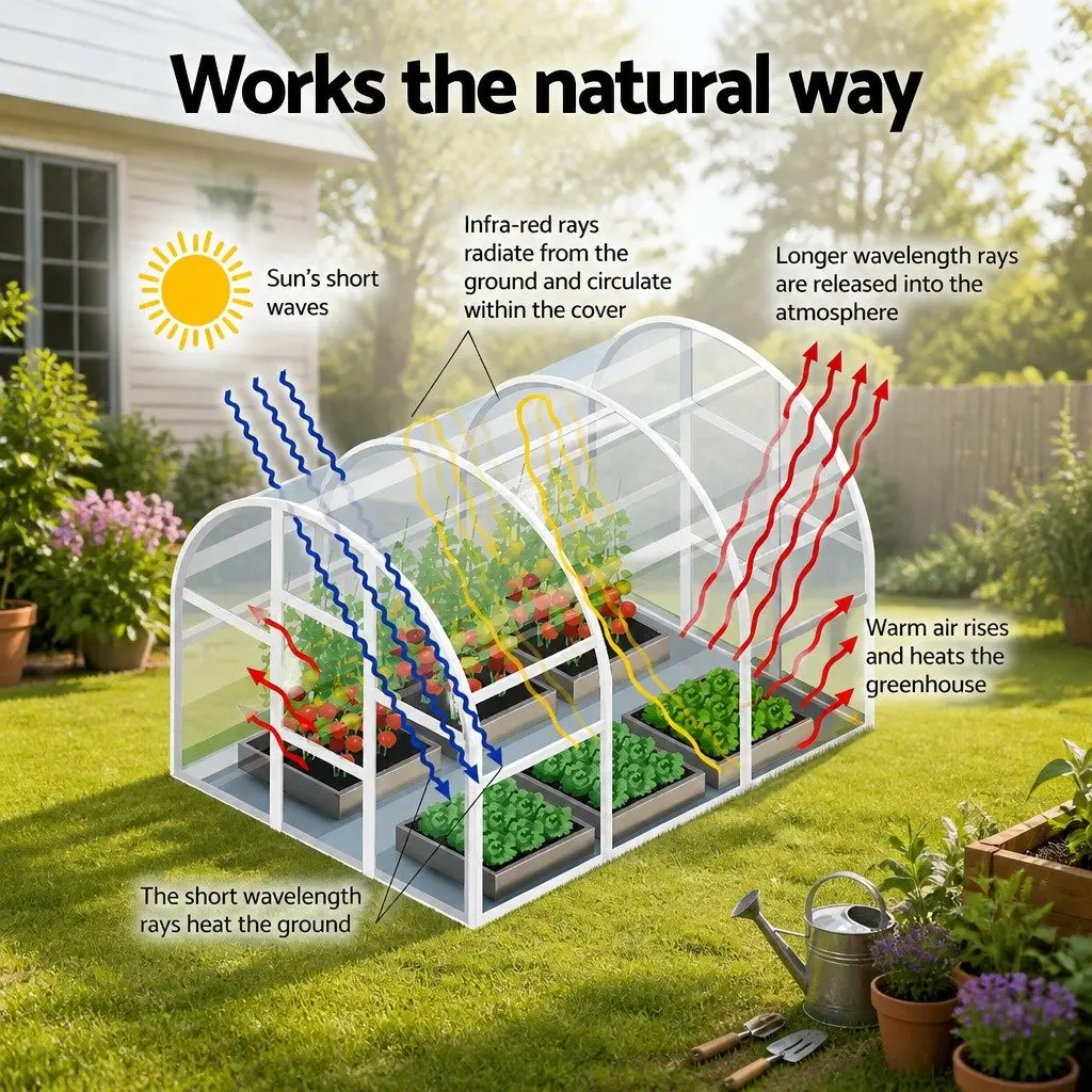 Greenhouse PE Cover Steel Frame Roll-up Door 3x2x2M White Outdoor Garden